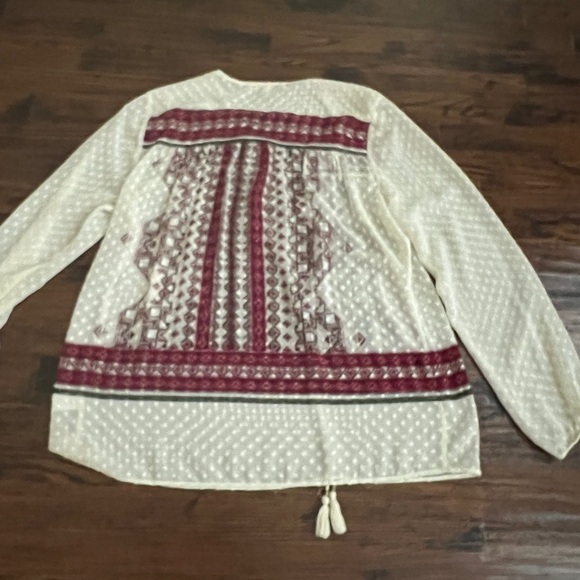 Daniel rain cream with tribal print peasant top size L - Picture 7 of 8